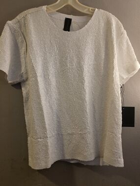 Norma Kamali White Sequin Short Sleeve Top